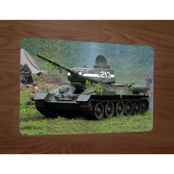 Russian Soviet T-34 Military Tank 8x12‎ Metal Wall Sign - Picture 1 of 1